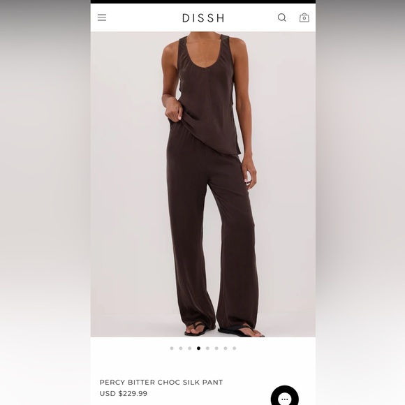 DISSH Brown Silk Pants (Percy Bitter Choc Silk Pant) - Picture 1 of 5